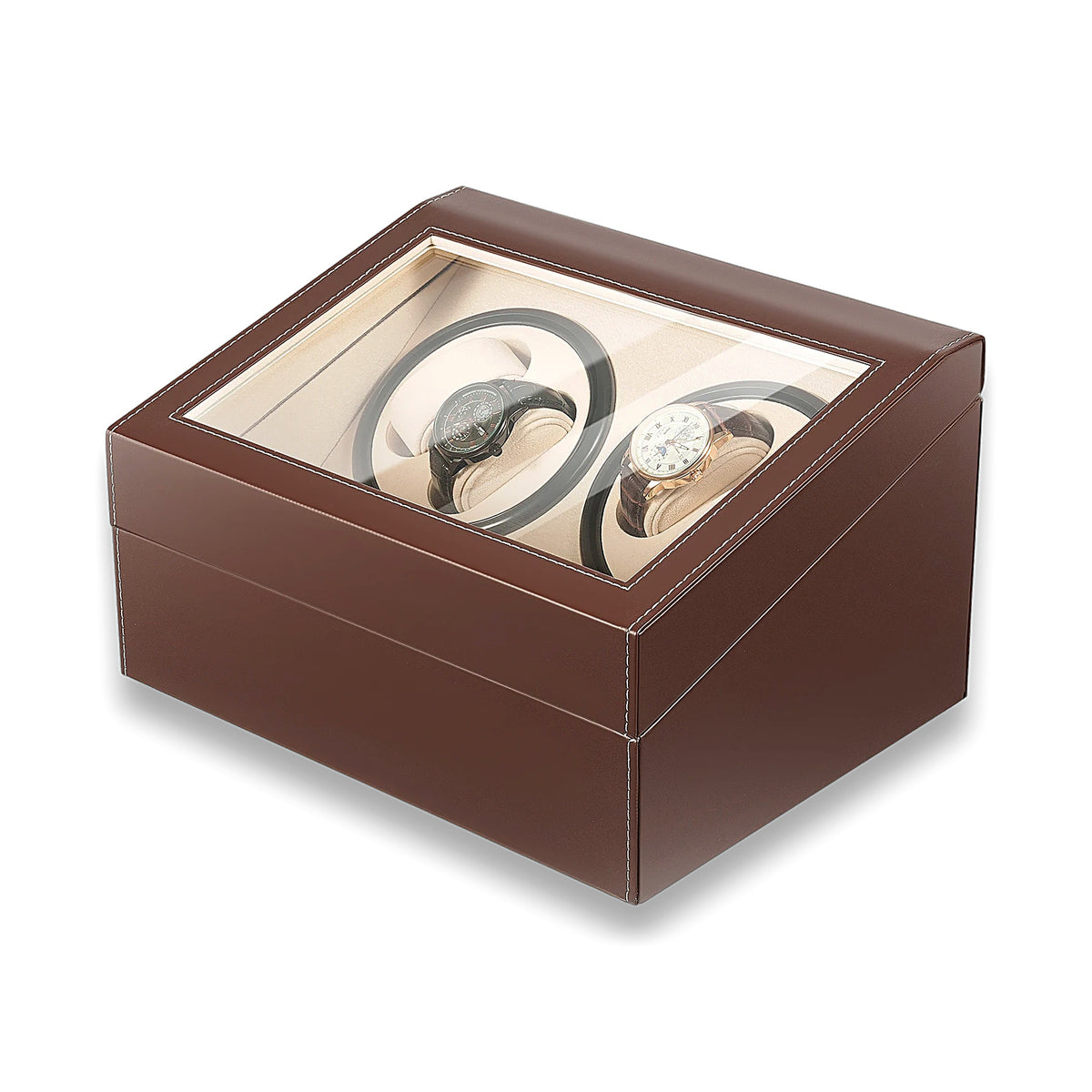 L'Impérial | Coffret remontoir 4 montres et 6 rangements, similicuir