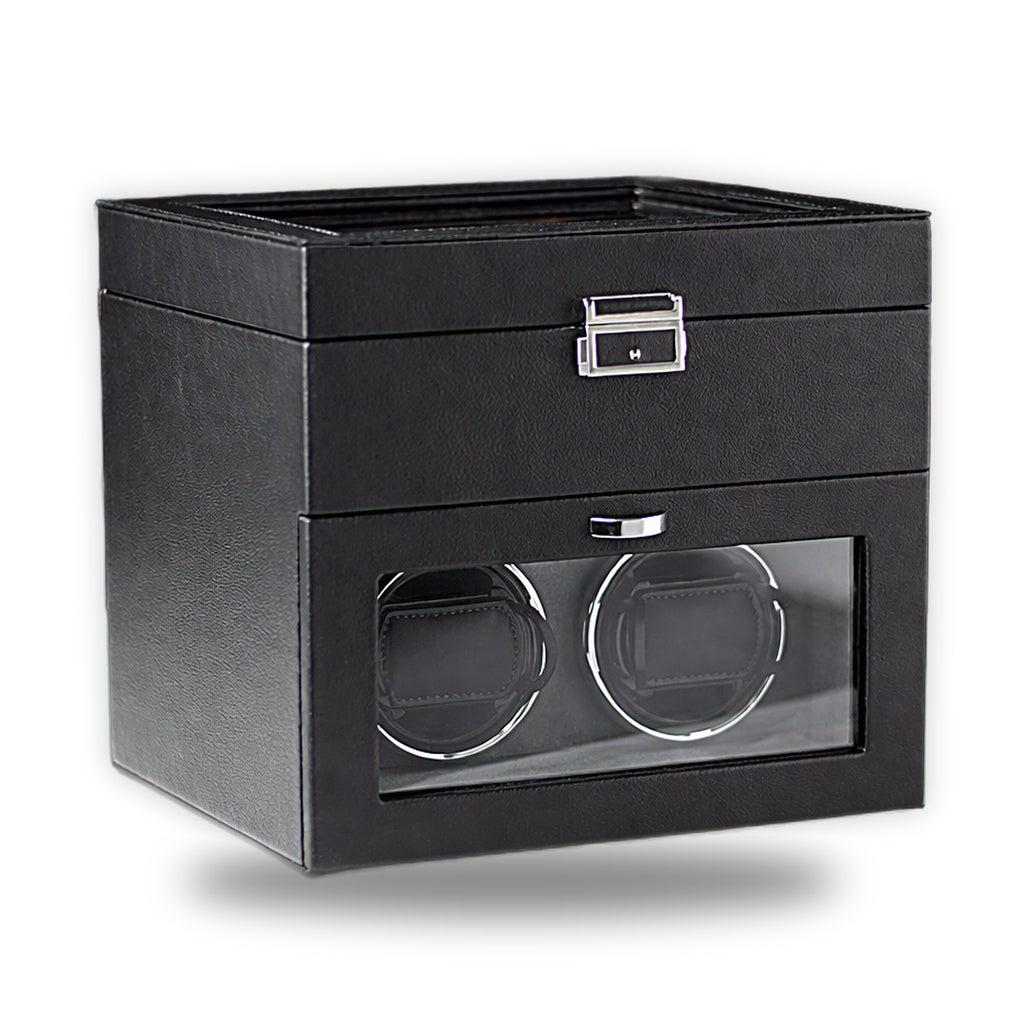 L'Héritage | Coffret remontoir 2 montres et 8 rangements, similicuir